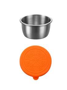 1pc Seasoning Cup Leak Proof Dipping Sauce Cup,Stainless Steel Condiment Dishes,Covered Salad Dressing Container,Stainless Steel Small Seasoning Container With Lid,Reusable Salad Dressing Box Container, Leak Proof Salad Dressing Container - Multicolor - View 16