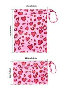 2个卡通印花湿巾袋和尿布袋 - 彩色 - 查看 3