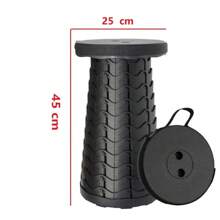 1pc Black Folding Stool Multi Purpose Home Kitchen Foldable Stool,130KG Max Capacity, Portable Telescoping Seat Camping Retractable Stool, Ideal For Home And Outdoor Camping, Fishing, Etc - Black - View 2