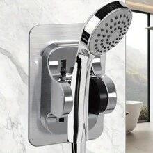 3pcs Easy To Install Adjustable Shower Head Bracket - No Drilling Required, Waterproof ABS Bracket With Hooks, Suitable For Bathroom Accessories Home Bathroom Decor