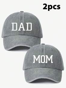 2 buc șepci de baseball cu imprimeu vintage DAD + MOM, pălării pentru tată și mamă reglabile la modă, șepci de camioner unisex potrivite pentru uzura zilnică în aer liber, cadou de vacanță - A - Vizualizare 5