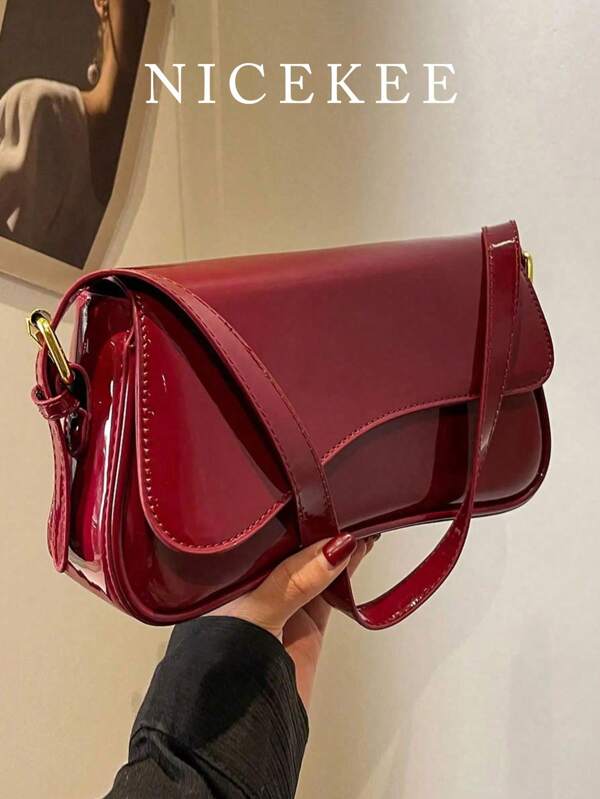 Lightweight,Business Casual Minimalist Flap Square Bag For Teen Girls Women College Students,Rookies & White-Collar Workers Perfect For Office,College,Work ,Business,Commute,Outdoors, Travel, Outings, Fashionable Burgundy Bag, Bag For Women Elegant