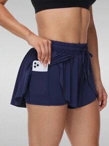 Blaosn 3pcs/Set  Flowy Athletic Shorts For Women Gym Yoga Workout Running Butterfly Tennis Sports Active Skort Skirt High Waisted With Pockets Spandex Sweat Pants Cute Lounge Clothes Summer Outfits - 灰色 - 查看 4