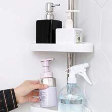Adjustable Bathroom Corner Shelf Up To 3.20 Meters With 4 Metal Shower Box Trays - trắng - Xem 3