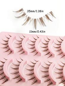 Asiteo 5 对棕色漫画睫毛自然外观动漫睫毛带透明带自然漫画睫毛韩国日式角色扮演睫毛条状睫毛，睫毛，睫毛，假睫毛 - 棕色 - 查看 5