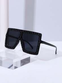 1 Pair Oversized Diamond Embellished Party Fashion Glasses, Fashionable For Teenagers, Ins Style