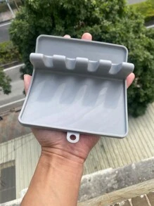 1pc Multifunctional Spatula Rack Household Spoon Mat Kitchen Storage Plastic Pot Cover Rack Holder - Grey - View 2