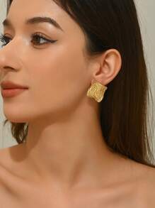 VceTd 一对时尚几何不锈钢耳钉，适合都市职业女性通勤佩戴 - FYD6068 - 查看 10