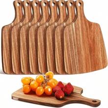 1 pezzo Tagliere per formaggi, vassoio da portata, tagliere quadrato, vassoio per frutta/verdura, utilizzabile su entrambi i lati, vassoio in legno decorativo per preparare i pasti - Marrone ruggine - Visualizzare 8