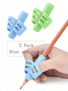 1/2 stuks siliconen schrijfgerei met dubbele vingergreep voor leren en schrijven, leermiddelen voor kinderen, cadeau voor kinderen, corrector voor schrijfhouding, kleurrijke zachte siliconen pengreep, penhouder voor basisschoolleerlingen, hulpmiddel voor schrijfcorrectie