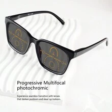 Photochromic Progressive Multifocal Reading Glasses, Readers, Square Frame, Fashionable Unisex Design - White - View 9