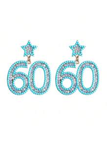 1 cặp mặt dây chuyền nhỏ trang sức, hoàn hảo cho quà kỷ niệm kỹ thuật số 2024-2026, dây chuyền treo và phụ kiện trang sức Hoa tai hợp kim đơn giản có trang trí hạt và đá giả cho lễ kỷ niệm sinh nhật của phụ nữ - con số - Xem 10
