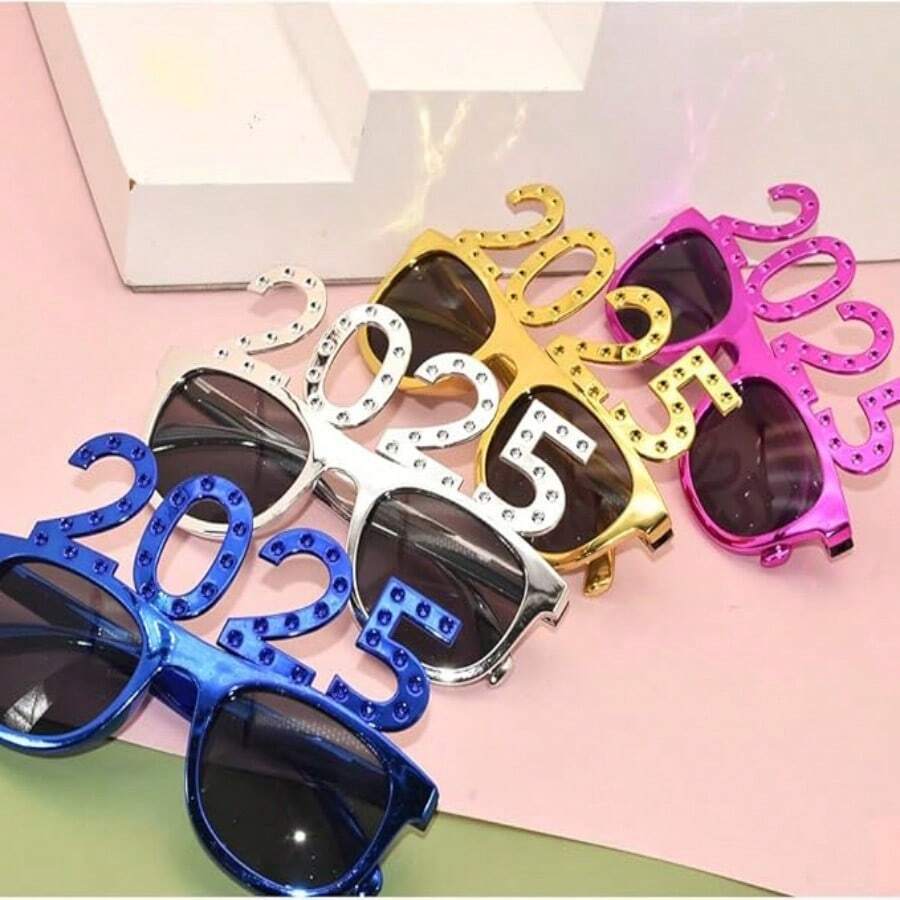 5PCS 2025 Óculos 2025 Número Óculos de Festa de Ano Novo Glitter 2025