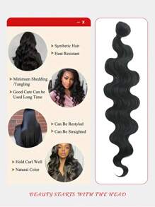 1 pieza/Lote Extensiones de cabello sintético ondulado de 22 pulgadas en colores negro, marrón, rosa y gris multicolor, resistente al calor, para uso diario, fiestas, carnavales y regalos de Año Nuevo para mujeres