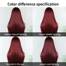 Orange Color Lace Front Wigs Synthetic Pre Plucked Free Part Wine Red Burgundy Long Silky Straight Green Hair 13x6 HD Lace Frontal Replacement Wigs Ice Pink Glueless 180% Density 26 Inches Light Blue 613 Light Blonde Heat Resistant Fiber Half Hand Tied Black Color For Fashion Women Girls Party Vacation Halloween Daily Wear - Màu Đỏ Sâu - Xem 9
