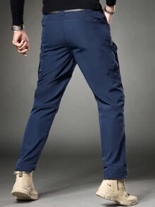 LEDUNTINO [春夏] 男士时尚休闲户外拉链裤 运动纯色 老公/男朋友礼物 男士春秋裤 多口袋 钩环扣 裤子 春秋裤 - 藏蓝色 - 查看 2