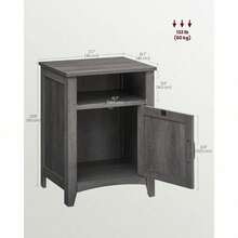 Farmhouse Nightstand With Barn Door, Bedside Table With Storage, Side End Table, Night Stand With Open Compartment, For Bedroom, Misty Gray ULET609G68