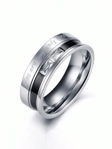 MONALLY Anillos de promesa Solo amor Diseño popular Anillos de pareja de acero inoxidable con circonita cúbica para hombre y mujer Anillos de promesa, boda, compromiso Regalo de aniversario, Día de San Valentín, Mamá, Madre, Día de la Madre, Regalo