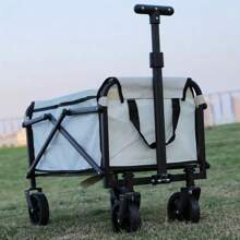 1 pieza Carrito plegable de hierro duradero para camping, carrito de mano plegable práctico y resistente para uso en exteriores, playa, jardín, con gran capacidad, adecuado para senderismo, almacenamiento y viajes, apto para camping, deportes, mercadillos, playa, pesca, barbacoa, picnic, compras, césped y jardinería, fácil de almacenar, sin batería