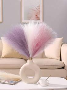18pcs-Artificial Reed Purple Color Grass Boho Decor Faux Pampas Grass Large Tall Fluffy Artificial Fake Flower Bulrush Reed Grass For Autumn Vase Filler Farmhouse Home Kitchen Bohemian Decoration, Room, Wedding Party Decor Gifts Birthday Graduation,Fall Decor,Autumn,Fake Plants