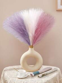 18pcs-Artificial Reed Purple Color Grass Boho Decor Faux Pampas Grass Large Tall Fluffy Artificial Fake Flower Bulrush Reed Grass For Autumn Vase Filler Farmhouse Home Kitchen Bohemian Decoration, Room, Wedding Party Decor Gifts Birthday Graduation,Fall Decor,Autumn,Fake Plants