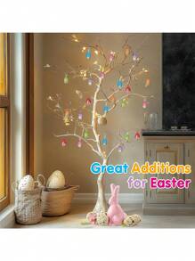 24/18/6 件复古复活节树饰品 - 纸浆泡沫蛋挂饰带丝带适用于复活节篮子 DIY 工艺品家庭派对