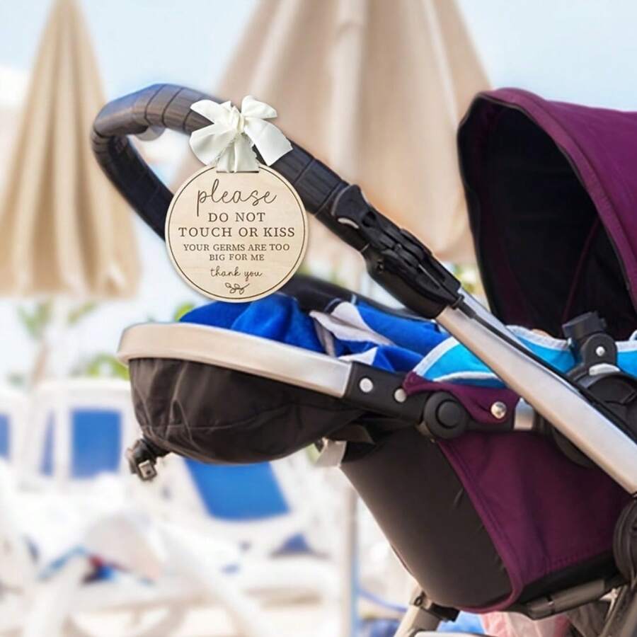 “请勿触摸”木质睡眠标牌，婴儿汽车座椅或推车标签，“请勿触摸”标牌，新生儿“请勿触摸”标牌 - 非常适合作为新妈妈礼物、生日派对礼物、性别揭晓礼物、婴儿推车标签、母亲节礼物 - 多色 - 查看 1