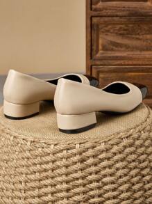 女士时尚方头石纹套脚高跟鞋，休闲复古百搭高端鞋履，适合度假、旅行、购物、户外活动，杏色 - 卡其色 - 查看 7