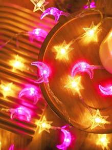 1 buc 4.9/9.8ft Culoare Caldă Șir Luminos Decorativ Stea Lună, Lumină Stea Zână Acționată Cu Baterii Pentru Decor Acasă, Decor Cameră, Decor Dormitor, Decor Grădină, Decor Camping, Decor Petrecere, Decor Bal Nuntă, Șir Luminos Decorativ Curte - Galben+Roz - Vizualizare 5
