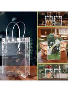 40 Clear PVC Gift Bags With Handles, 15*16*7 Cm - Clear - View 5