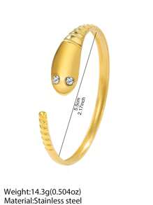 1pc Minimalist Stainless Steel Snake Head Rhinestone Bracelet, Suitable For Men And Women, Daily Wear