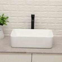 19"X15" Rectangle Vessel Bathroom Sink And Matte Black Single Lever Faucet Combo,Christmas,ModernMingle
