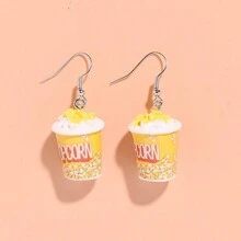 1 对爆米花桶形耳环，时尚可爱创意耳环适合女性日常佩戴 - 彩色 - 查看 6