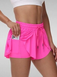 3pcs/Set  Flowy Athletic Shorts For Women Gym Yoga Workout Running Butterfly Tennis Sports Active Skort Skirt High Waisted With Pockets Spandex Sweat Pants Cute Lounge Clothes Summer Outfits - 玫瑰紅 - 查看 3