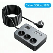 LIPWEL LIPWEL 1Pc 7 In 1 Power Supply Power Outlet Socket, 1M, 1.8M, 3M, 5M, Power Strip With 4 USB Charging Ports, Wall Mounting Power Strip (16A, 3680W) With Switch And Power Indicator Light, Multiple Plug USB Socket For Smartphone Laptop Home, Office Usage, White Black,Multi Functional Power Socket