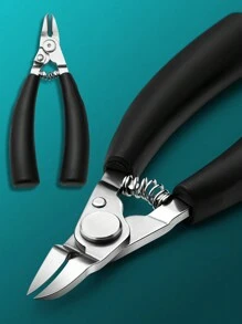 1 件装趾甲剪，厚指甲剪或嵌甲工具，成人不锈钢尖头趾甲剪，带指甲清洁器的钳子，橡胶手柄，黑色' - 黑色 - 查看 5