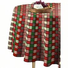 Christmas Quilt Tablecloth | Holiday Round Tablecloth | 90" Round | Machine Washable And Stain-Resistant For Easy Care | Made In The USA