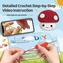 1pc Red Small Mushroom,Perfect For Beginners, Includes Step-By-Step Video Tutorial,Cute Woven Craft For Delicious Food And Gift-Giving Essentials(Accessories In Random Color)