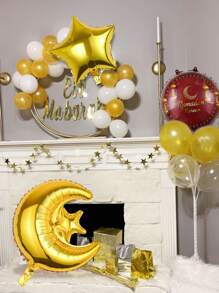 10 件开斋节气球套装 - 各式月亮、星星和铝箔气球，适用于斋月庆祝活动，通用派对装饰，铝箔和乳胶气球组合，无需电源 - 查看 9