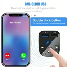 车载 Mp3 播放器 双 USB 快速充电器 FM 接收器 蓝牙兼容 5.0 FM 发射器 USB 闪存盘插头车载套件 - 黑色 - 查看 5