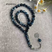 Bracelet de 45 perles de prière en résine d'ambre imitation de 10 mm