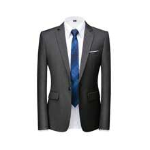 Caelus 高品质男士婚礼西装套装，包含外套、裤子和马甲，修身剪裁，男士礼服，定制英伦风新郎西装，商务正装 - 深灰色 - 查看 4