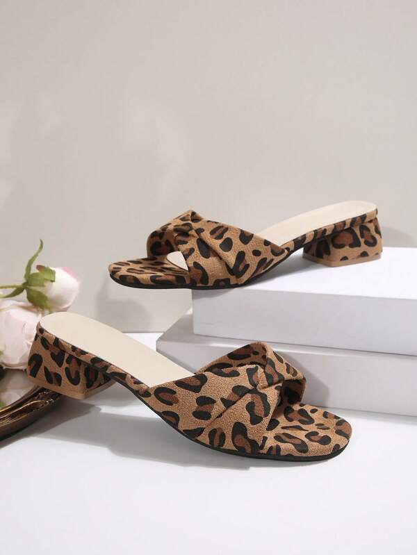 2025 New Summer Fashion High Heel Slippers For Women, Chunky Heel, Slip On, Korean Style