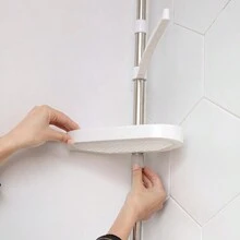 Adjustable Bathroom Corner Shelf Up To 3.20 Meters With 4 Metal Shower Box Trays - trắng - Xem 6