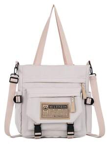 New Arrival Women's Tote Bag Men's Large Shoulder Bag Reinforced Nylon Fabric Includes 2 Fashion Multineos Handles - trắng - Xem 2