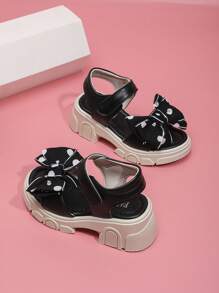 2025 Summer Big Bow Girls High Heel Sandals, Comfortable PU Leather Children Party & Casual Sandals