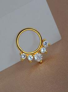 1 PIEZA Aros pequeños con baño de oro de 18K, cristal y estilo punk para mujer y hombre, para cartílago, hélix, trago, aro de nariz, septo, piercing y joyería corporal