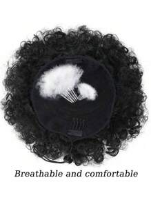 1pc Afro Puff Drawstring Ponytail Extension For Children/Women Short Small Synthetic Afro Puff Ponytail Clip On Kinky Drawstring Curly Ponytail Bun Essential For Daily Wear/Halloween/Christmas/Parties - 彩色 - 查看 3