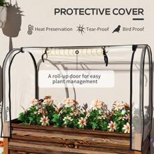 Outsunny Raised Garden Bed With Cover And Storage Shelf, Rectangular Metal Elevated Planter Box With Legs And Bed Liner - Dark Brown - View 4