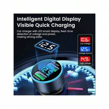 200W Dual USB Car Charger With Lighter, Digital Display Fast Charging Adapter Compatible With IPhone - Multicolor - View 2